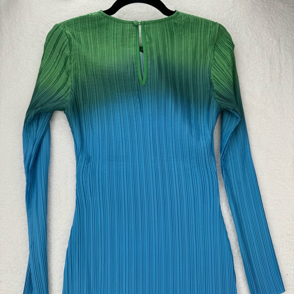 NWT Arthur Dress TDRS2201_27BGO Blue Green Long Sleeve Textured US 4 - Picture 11 of 15